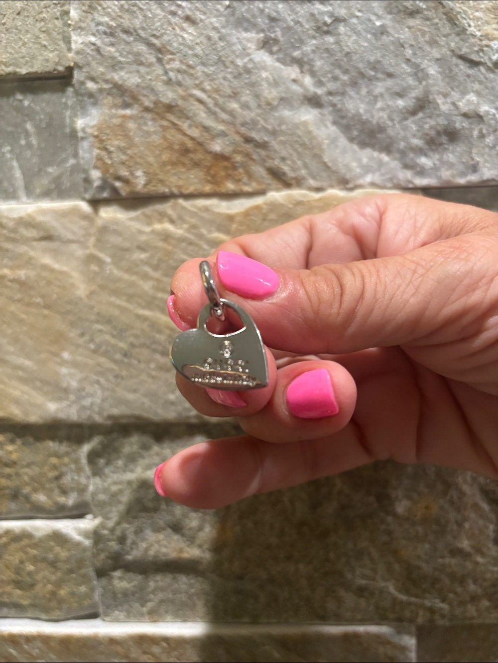 Silver GG Heart Charm Dangle Earrings - Picture 2 of 4